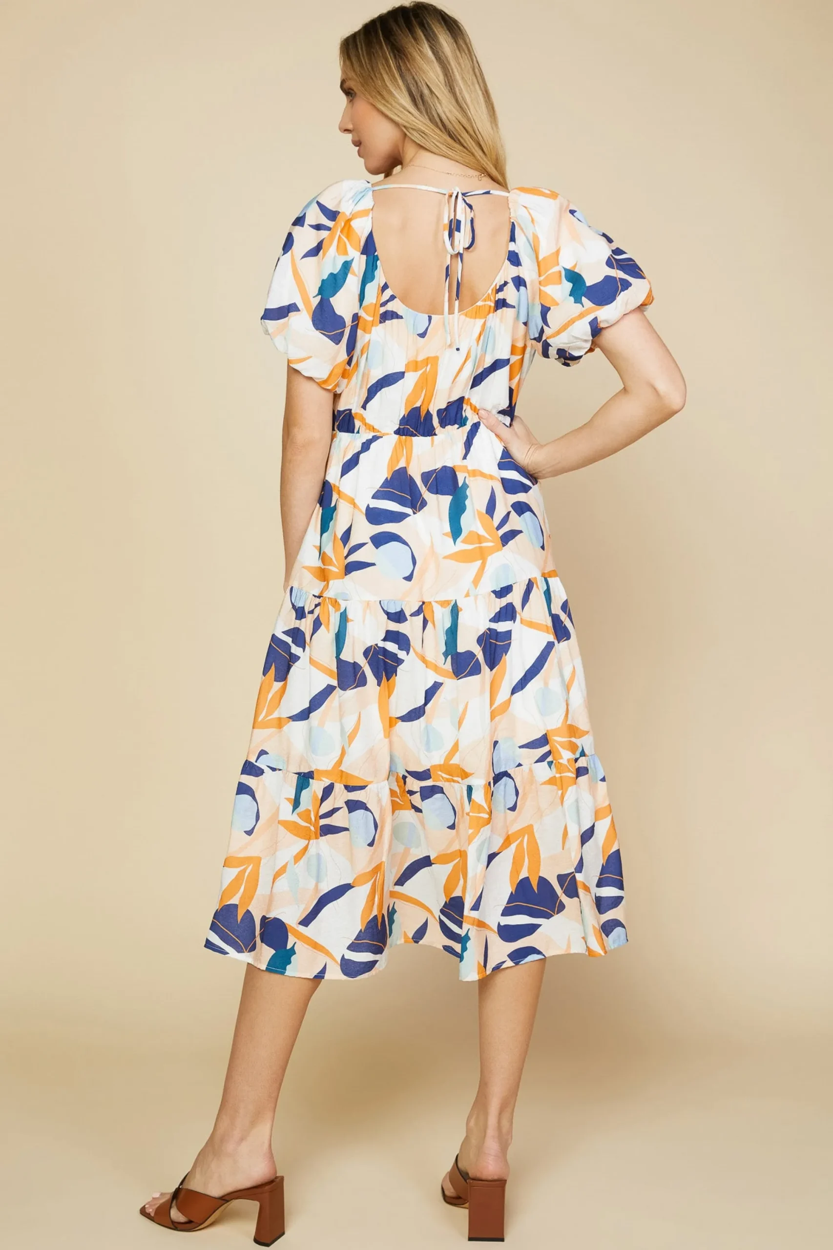 SKIES ARE BLUE Abstract Botanical Midi Dress* Midi Dresses