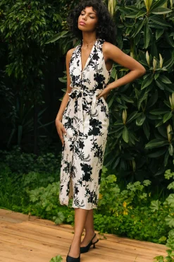 SKIES ARE BLUE Amaya Jacquard Print Sleeveless Dress* Midi Dresses