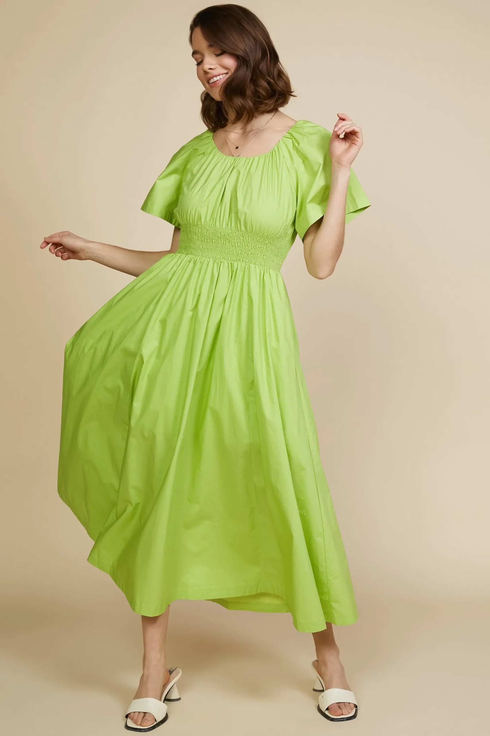 SKIES ARE BLUE Andrea Poplin Midi Dress* Midi Dresses
