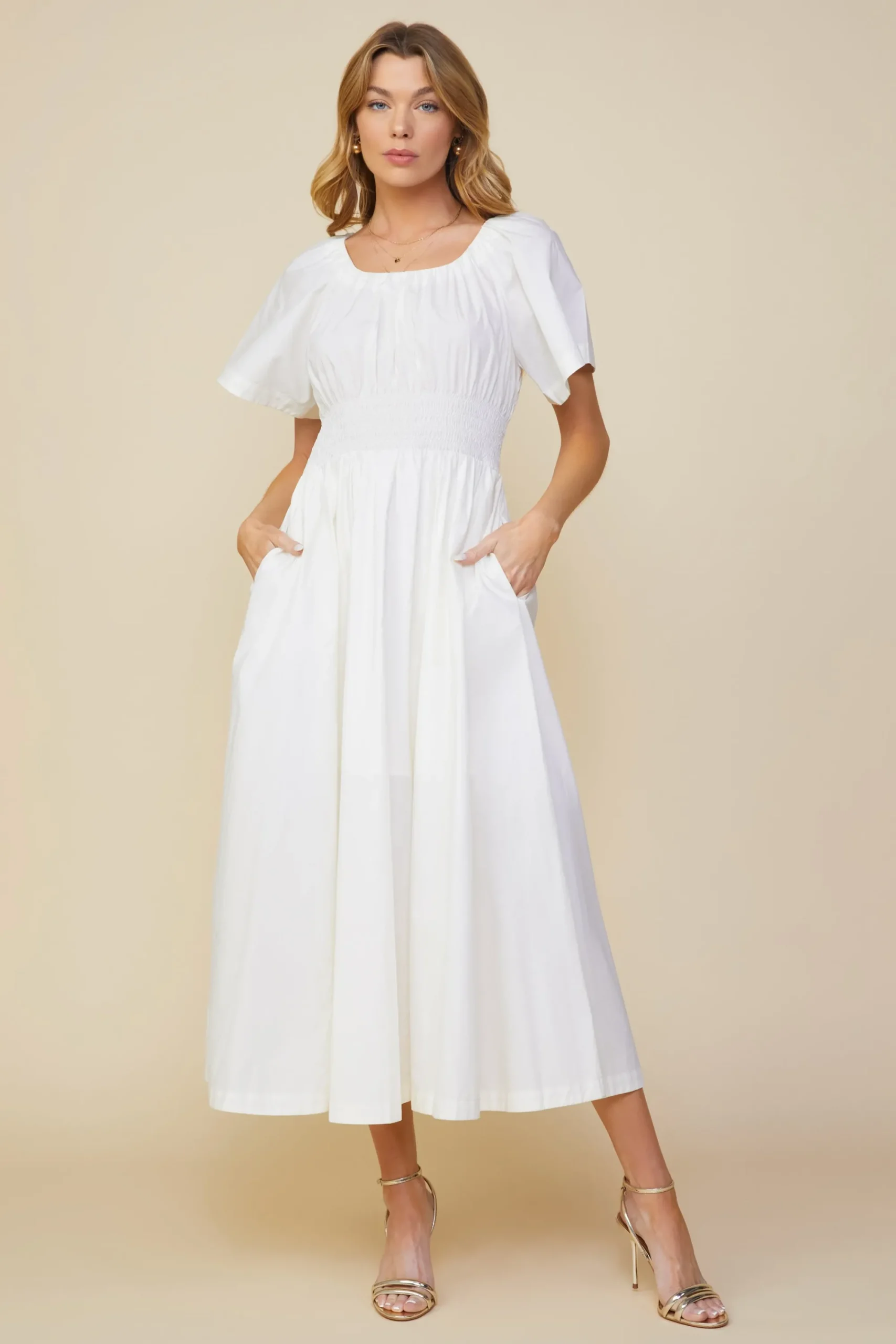 SKIES ARE BLUE Andrea Poplin Midi Dress* Midi Dresses