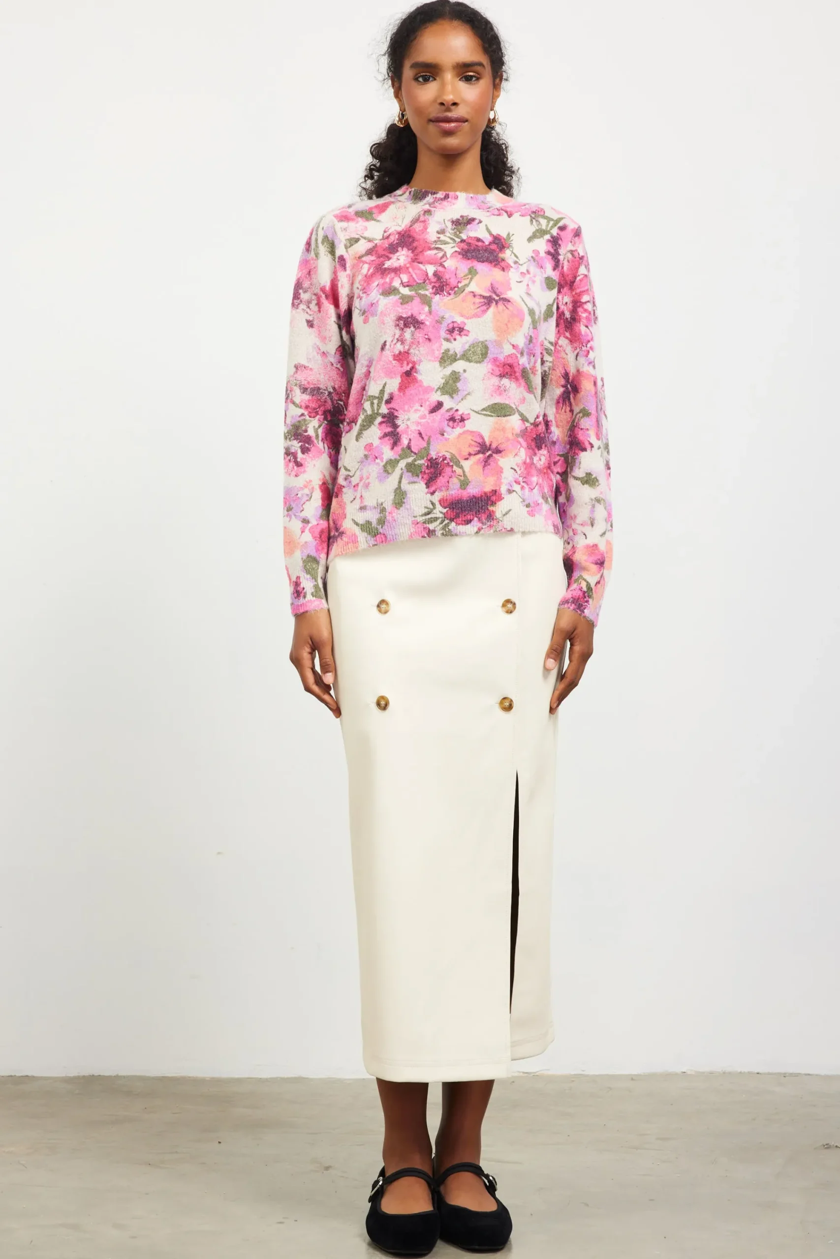 SKIES ARE BLUE Camelia Floral Print Sweater* Sweaters