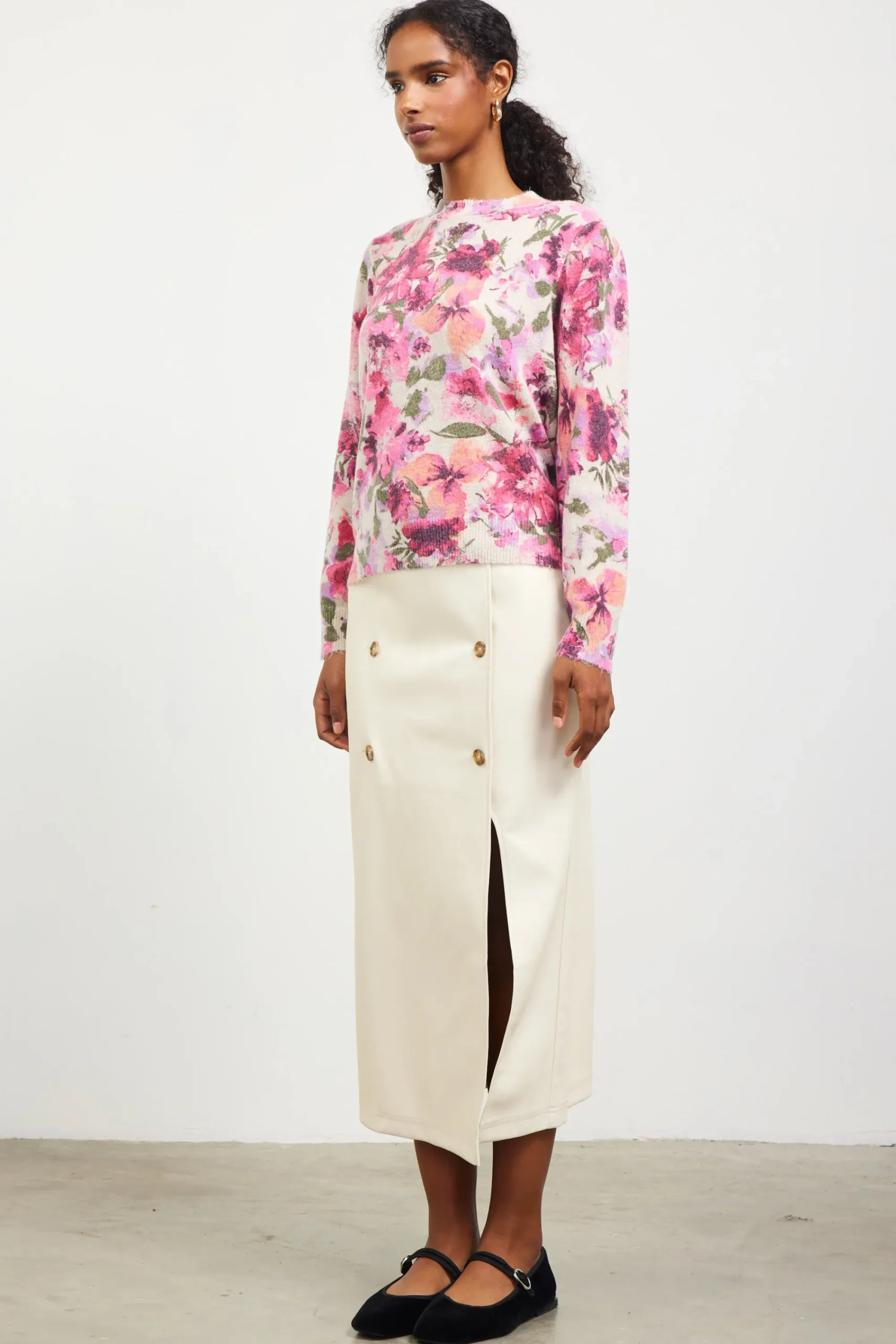 SKIES ARE BLUE Camelia Floral Print Sweater* Sweaters