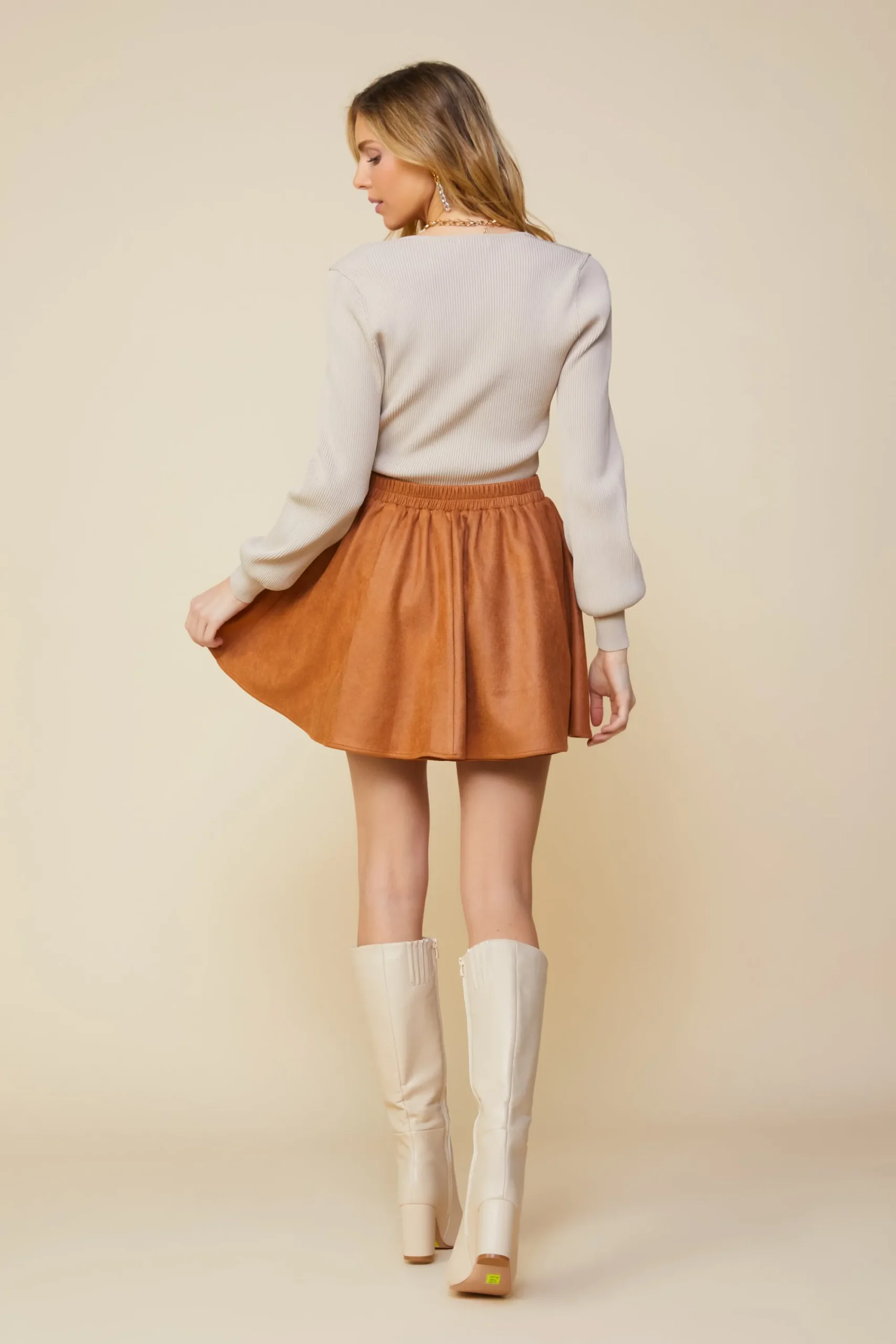 SKIES ARE BLUE Coated Ponte Flared Mini Skirt* Skirts