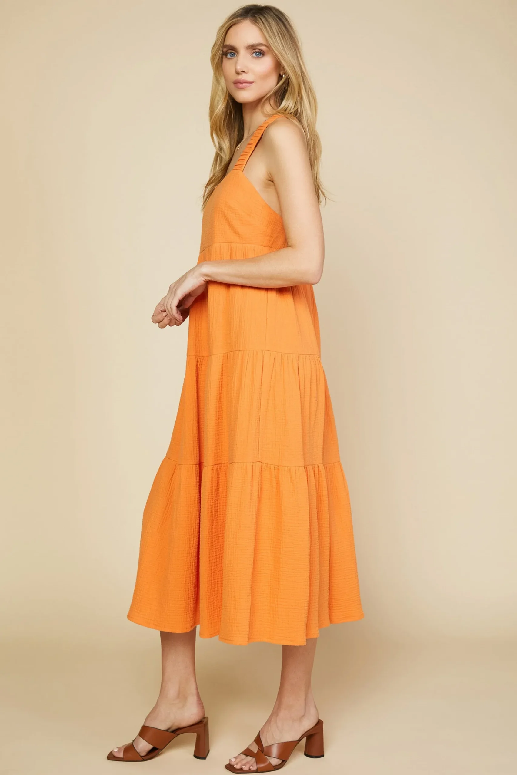 SKIES ARE BLUE Cross Back Tiered Maxi Dress* Maxi Dresses