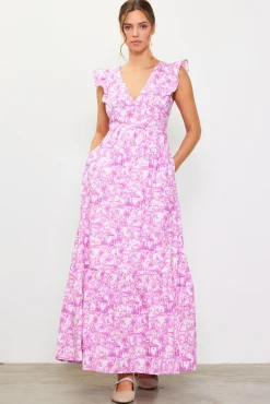 SKIES ARE BLUE Daphne Floral Print Ruffled Maxi Dress* Maxi Dresses