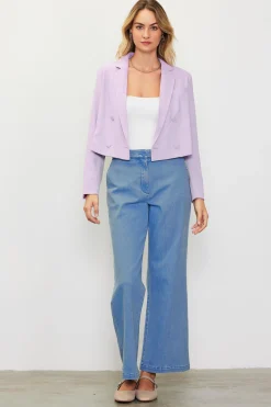 SKIES ARE BLUE Double Breasted Crop Blazer* Blazers