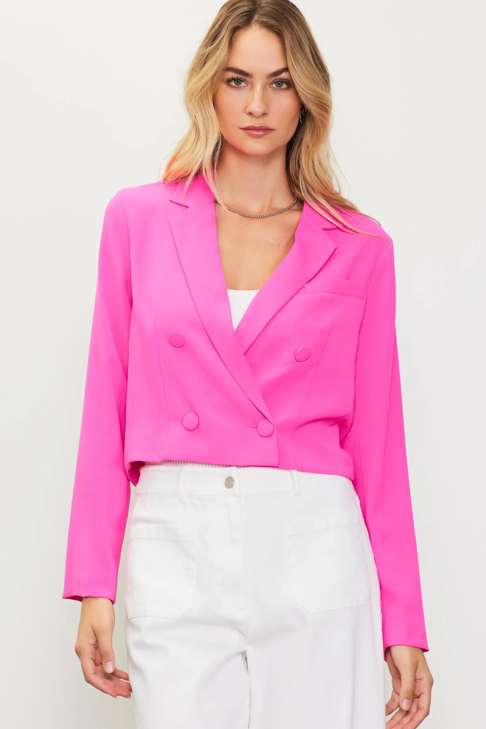 SKIES ARE BLUE Double Breasted Crop Blazer* Blazers