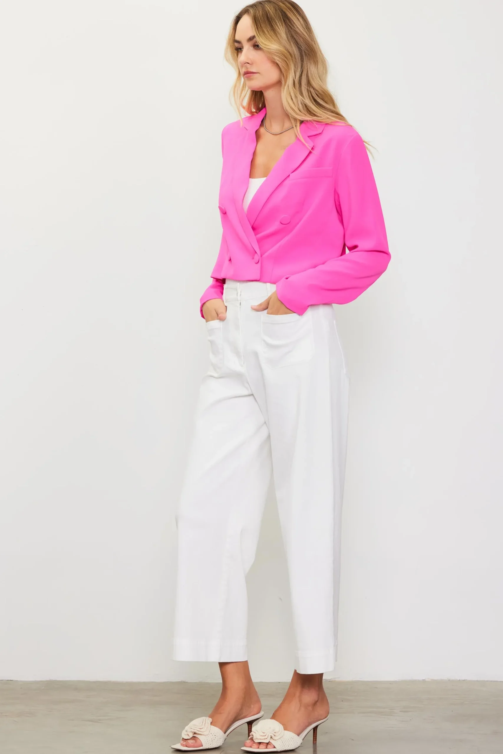 SKIES ARE BLUE Double Breasted Crop Blazer* Blazers