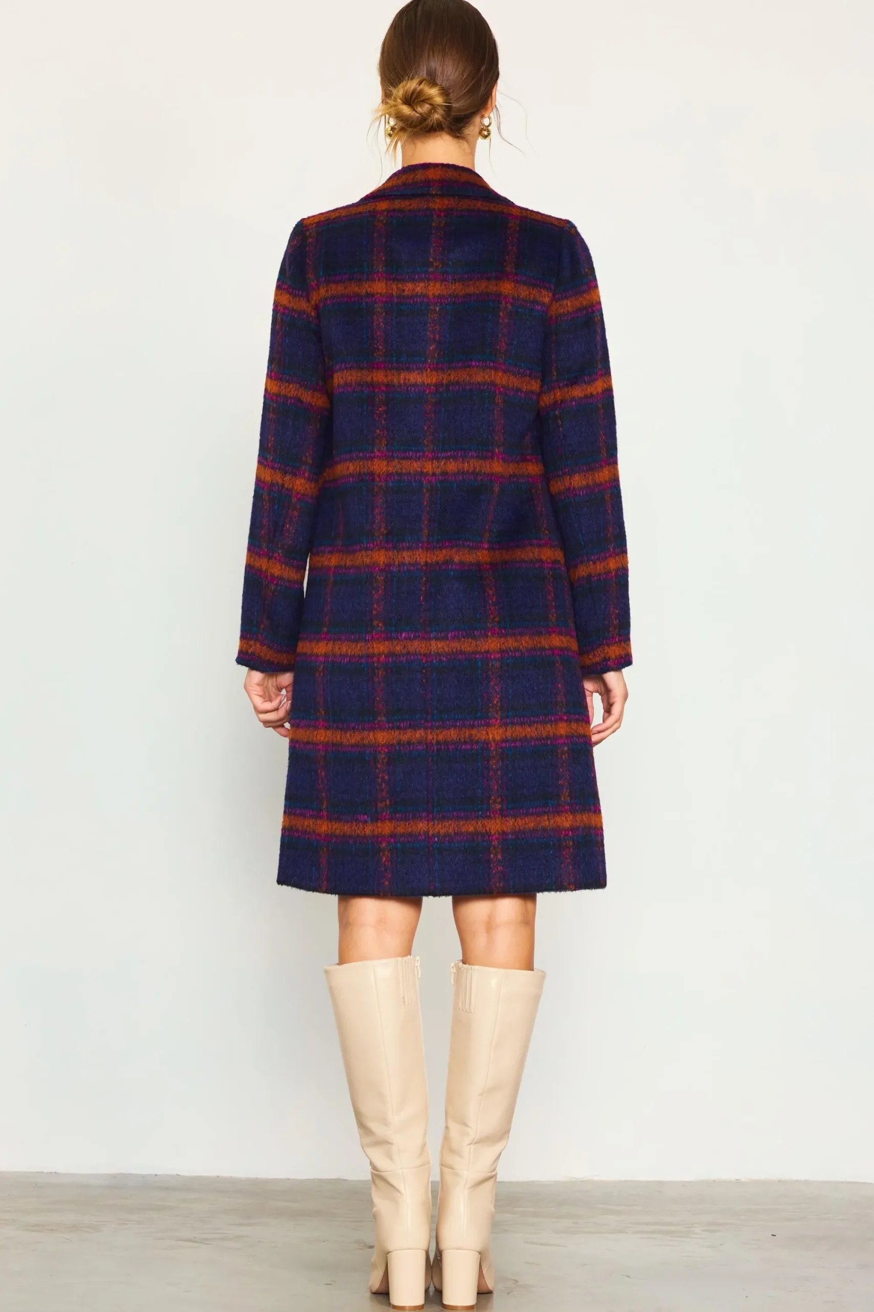 SKIES ARE BLUE Double Breasted Plaid Coat* Outerwear|Blazers