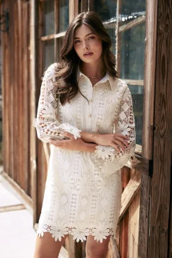 SKIES ARE BLUE Embroidered Eyelet Lace Mini Dress* Mini Dresses