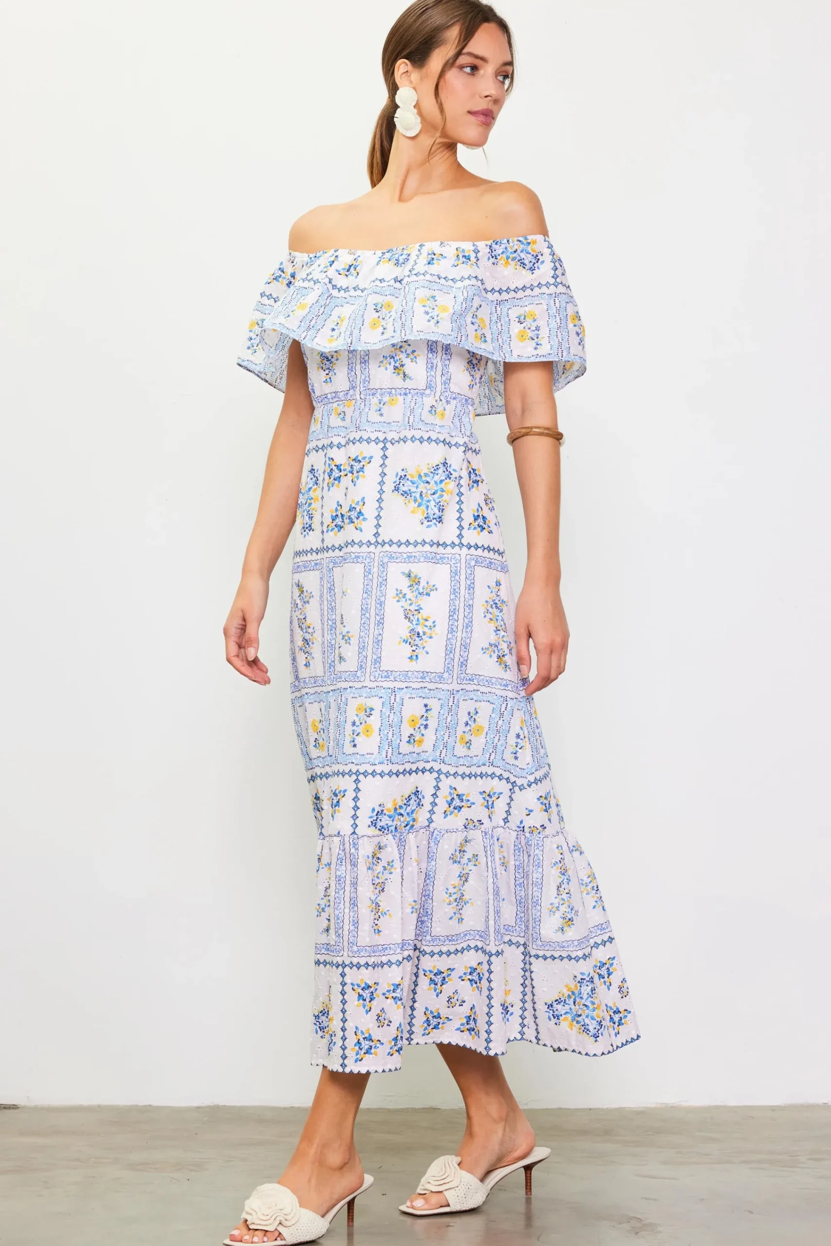 SKIES ARE BLUE Eyelet Embroidered Print Maxi Dress* Maxi Dresses