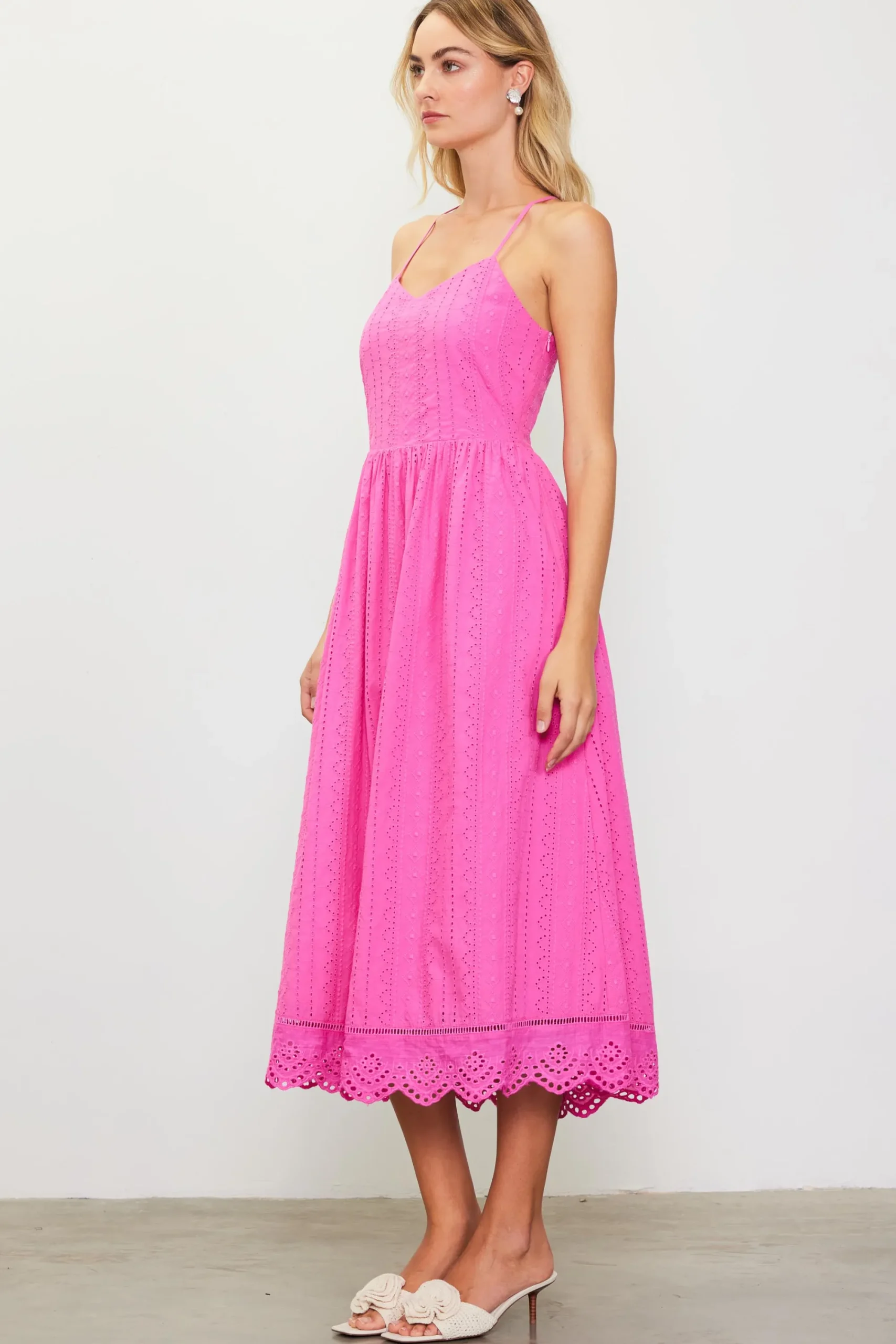 SKIES ARE BLUE Eyelet Lace Midi Dress* Midi Dresses