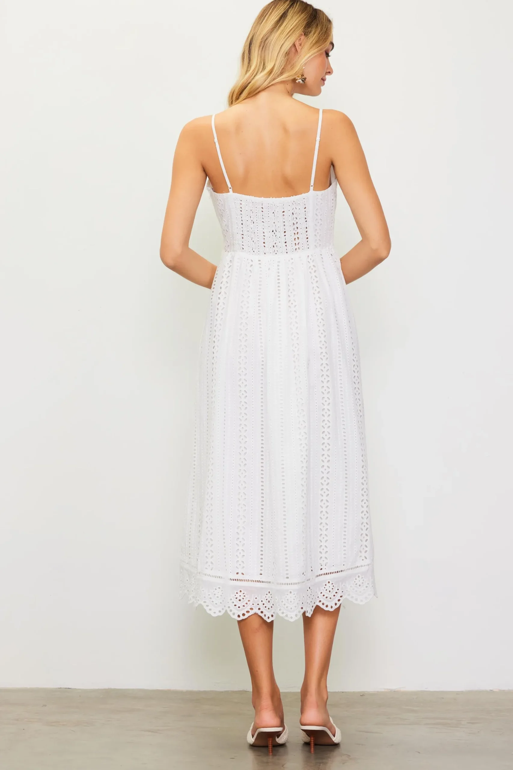 SKIES ARE BLUE Eyelet Lace Midi Dress* Midi Dresses