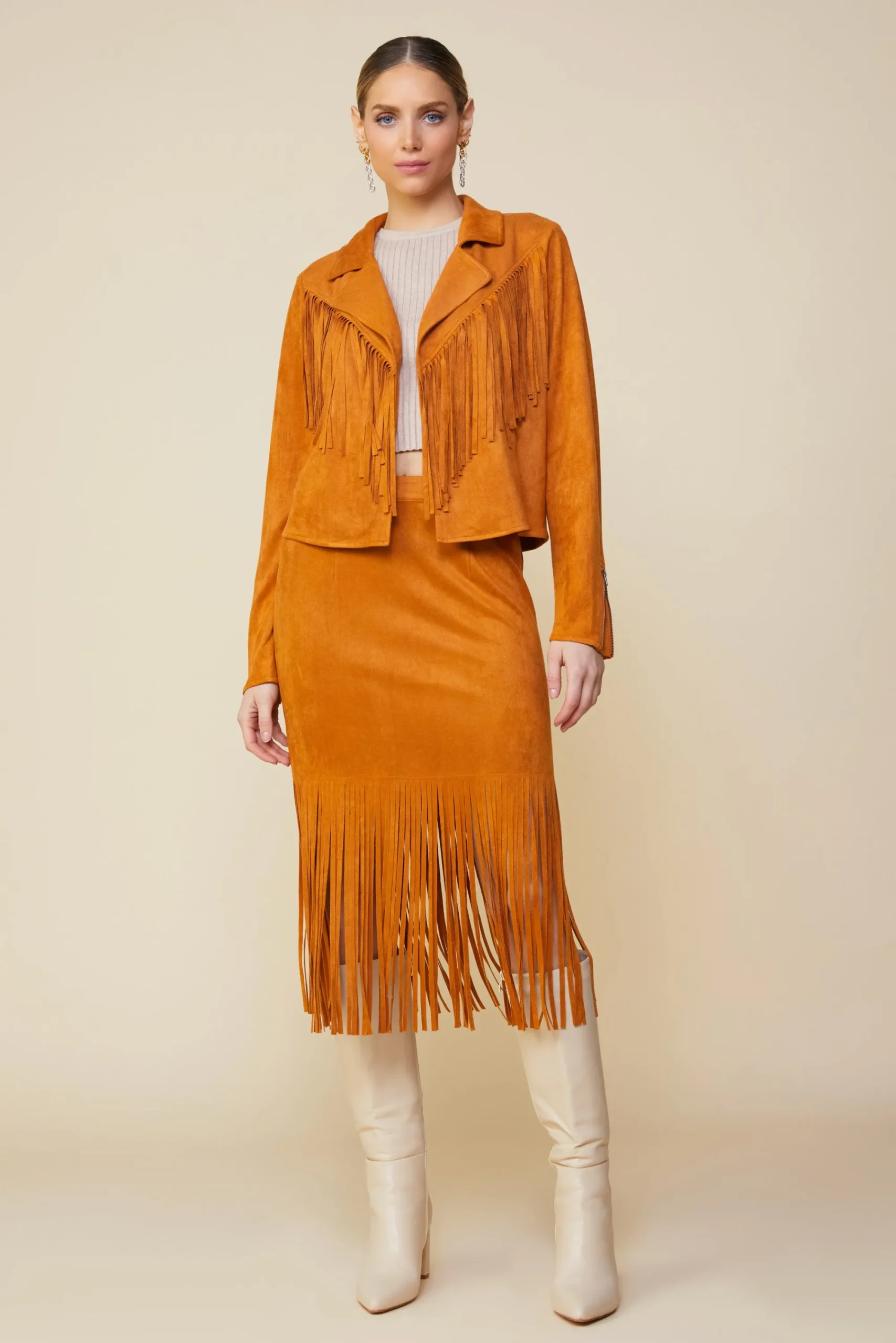 SKIES ARE BLUE Faux Leather Fringe Jacket* Outerwear