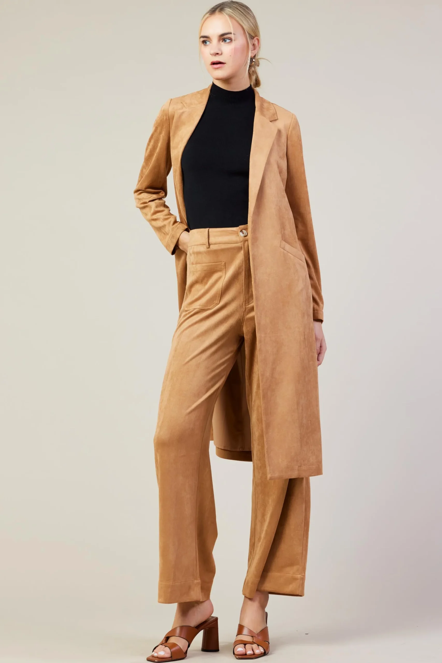 SKIES ARE BLUE Faux Suede Wide Leg Pant* Pants