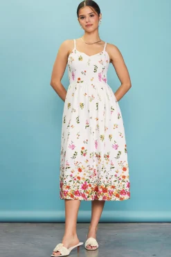 SKIES ARE BLUE Floral Motif Print Midi Dress* Midi Dresses
