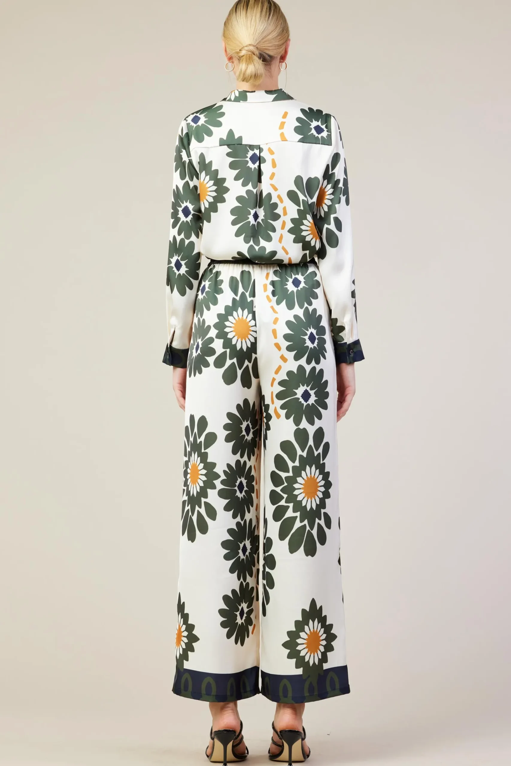 SKIES ARE BLUE Floral Print Elastic Waistband Pants* Pants