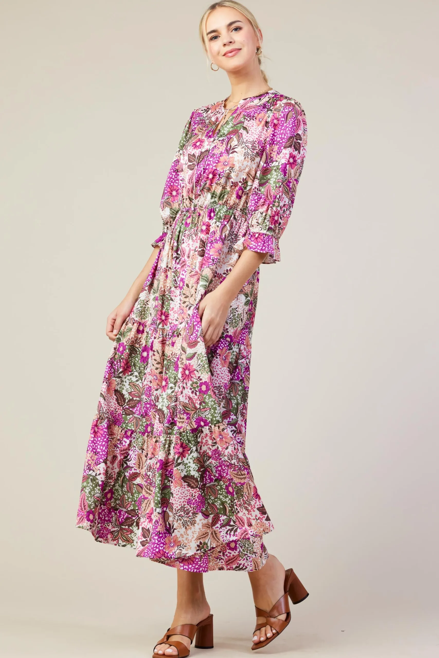 SKIES ARE BLUE Floral Print Ruffle Maxi Dress* Maxi Dresses