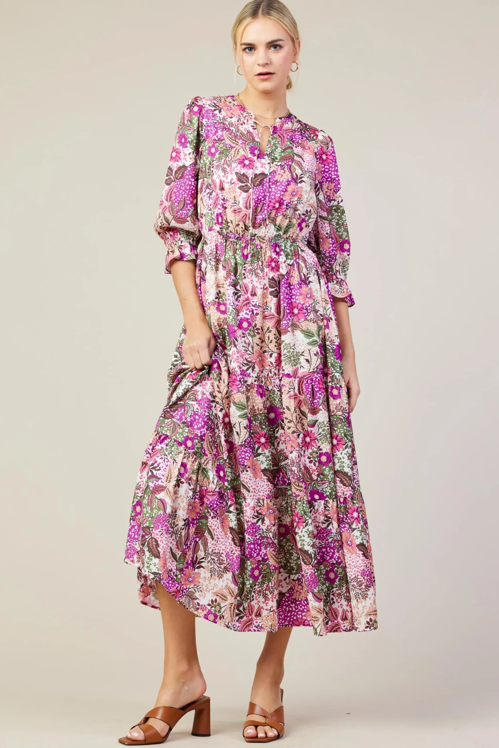 SKIES ARE BLUE Floral Print Ruffle Maxi Dress* Maxi Dresses