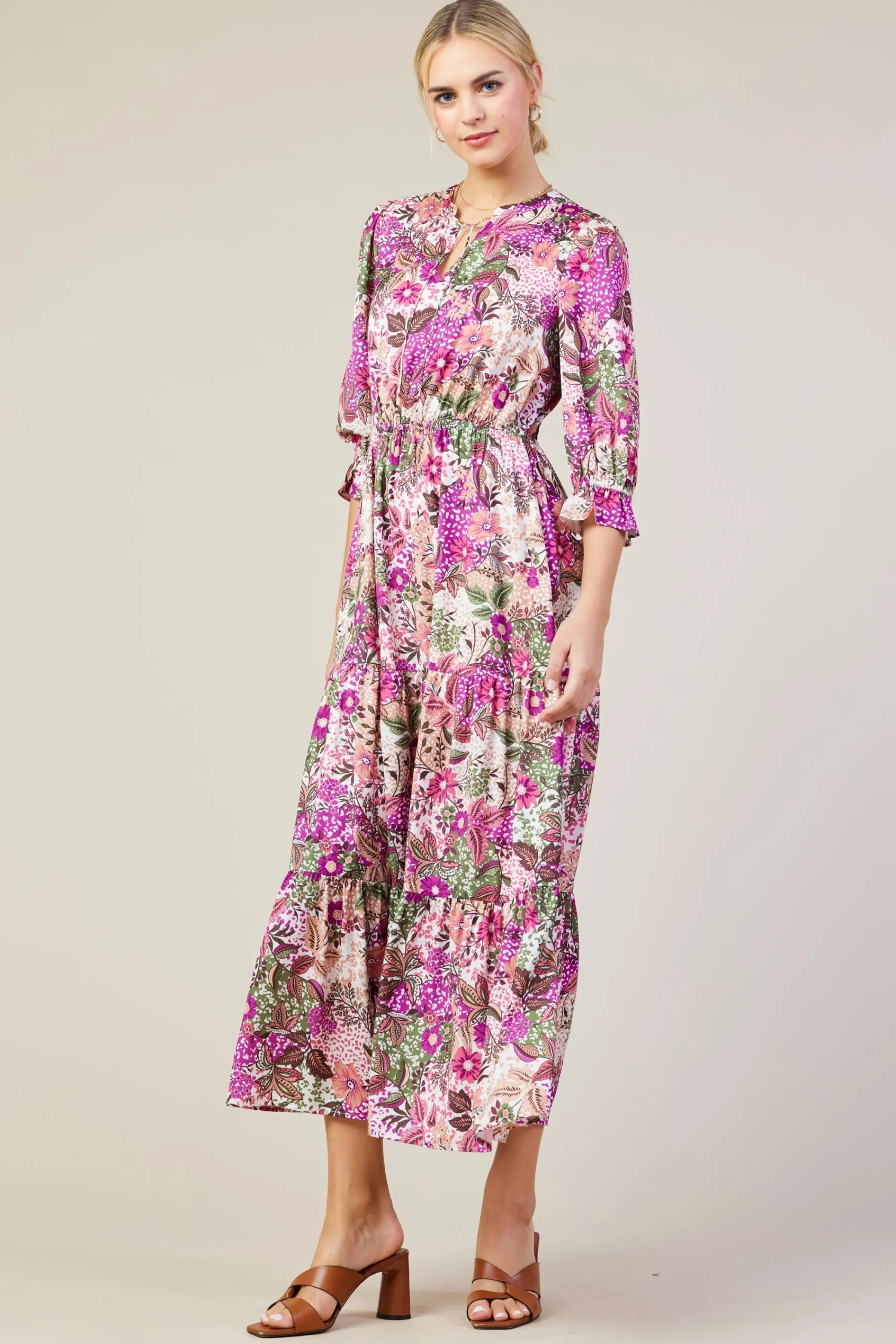 SKIES ARE BLUE Floral Print Ruffle Maxi Dress* Maxi Dresses