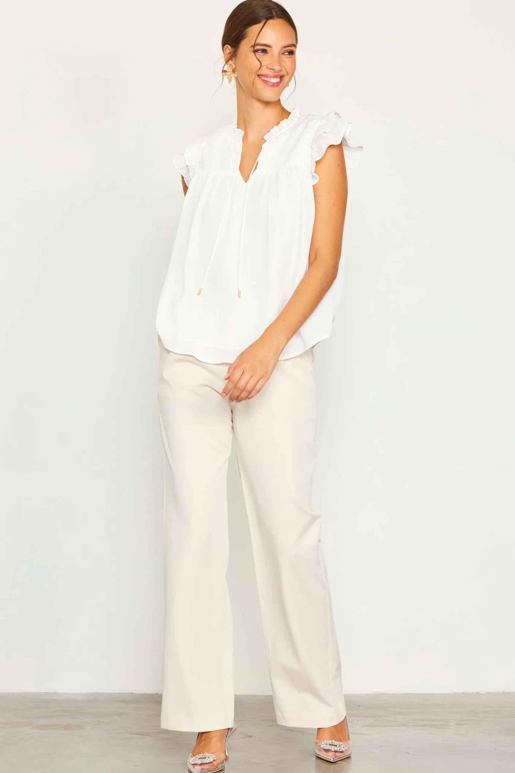 SKIES ARE BLUE Gwynne Ruffle Short Sleeve Top* Sleeveless Tops|Short Sleeve Tops