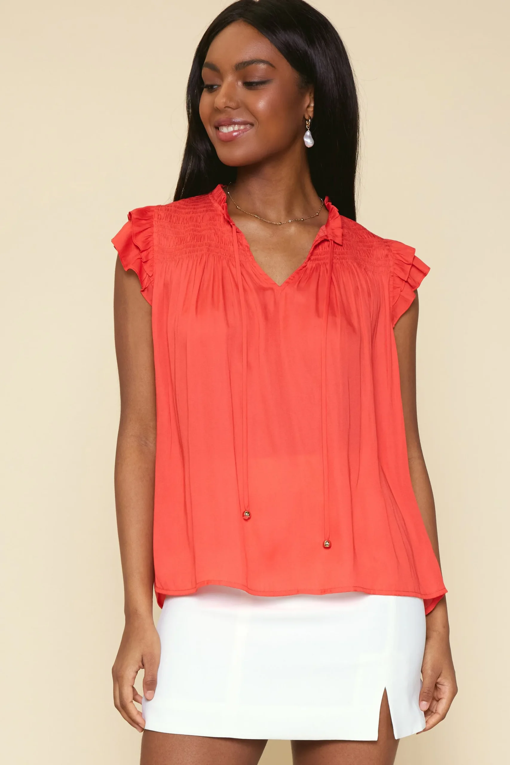 SKIES ARE BLUE Gwynne Ruffle Short Sleeve Top* Sleeveless Tops|Short Sleeve Tops