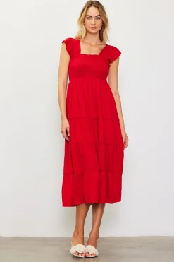 SKIES ARE BLUE Hathaway Tiered Midi Dress* Midi Dresses