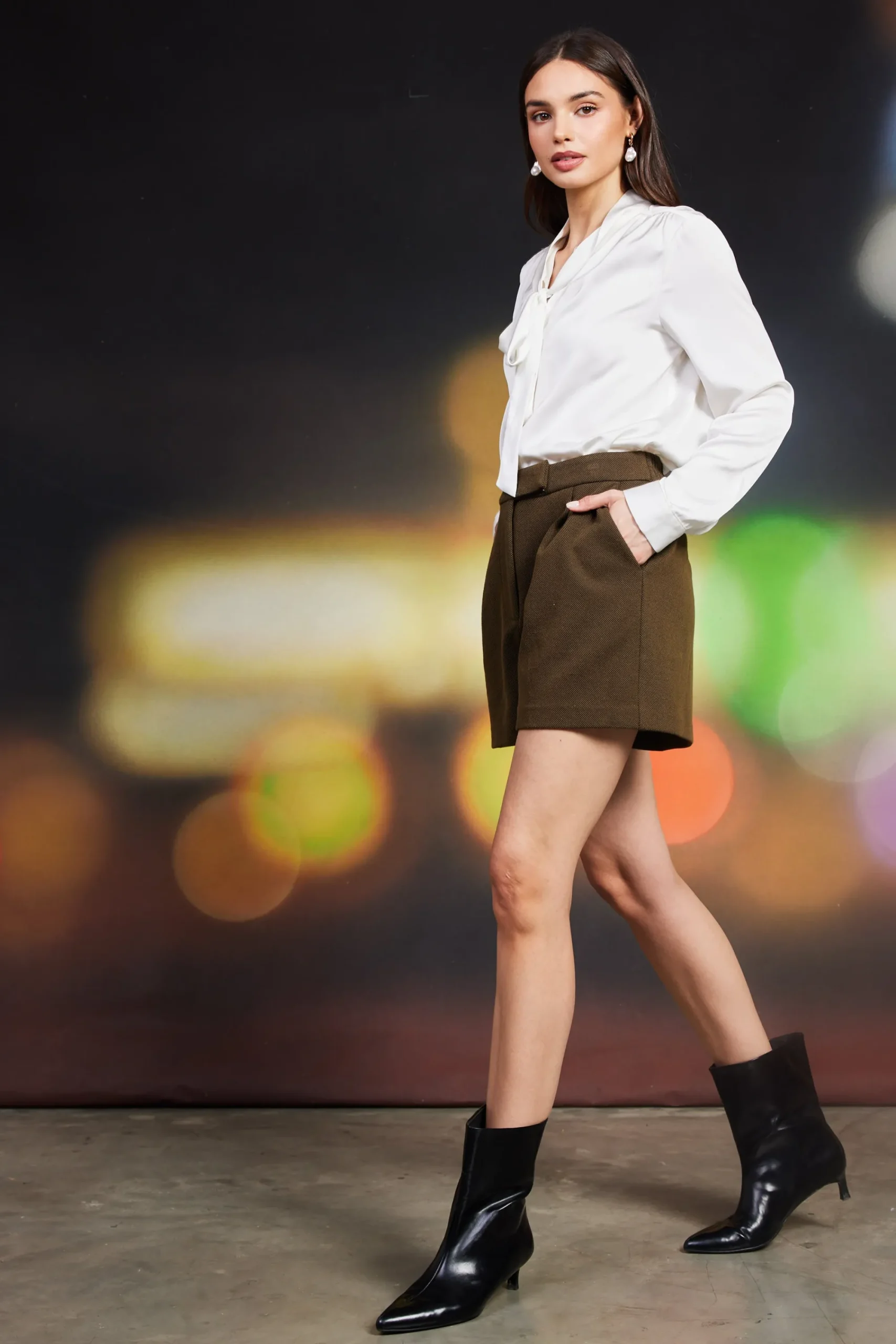 SKIES ARE BLUE High-Rise Pleated Knit Shorts* Shorts