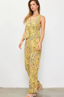 SKIES ARE BLUE Ilona Floral Print Linen Vest* Sleeveless Tops