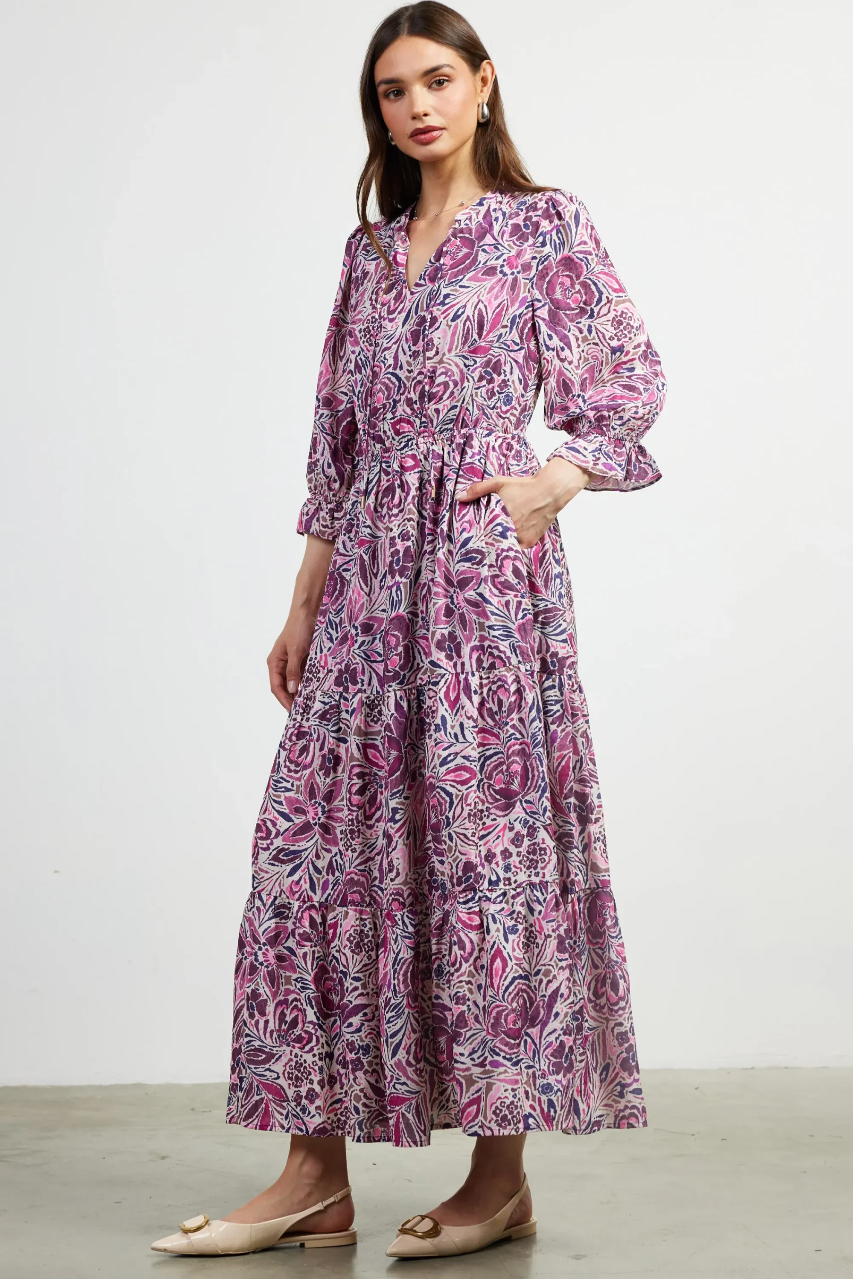 SKIES ARE BLUE Jacquard Floral Motif Maxi Dress* Maxi Dresses
