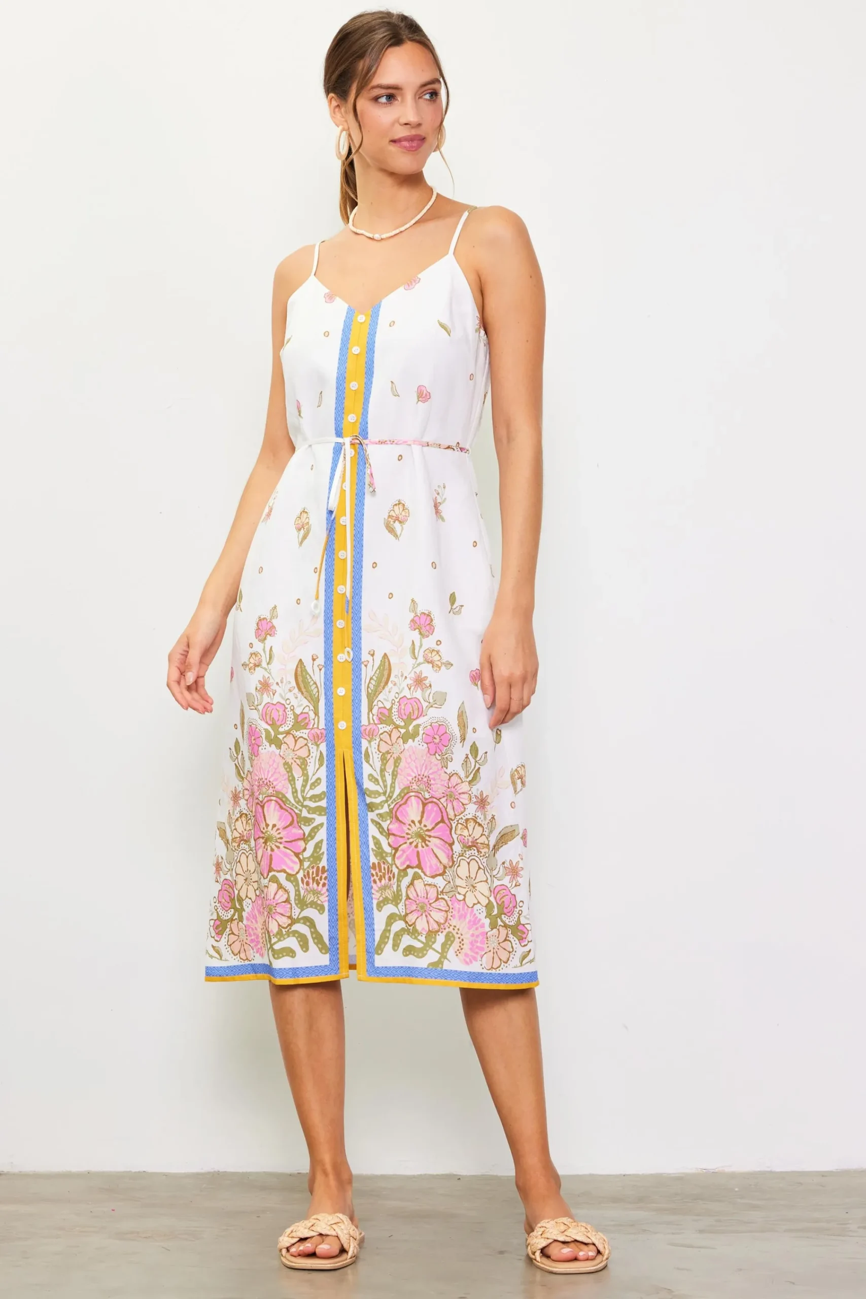 SKIES ARE BLUE Lanya Floral Print Midi Dress* Midi Dresses