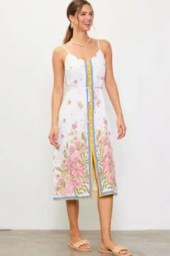 SKIES ARE BLUE Lanya Floral Print Midi Dress* Midi Dresses