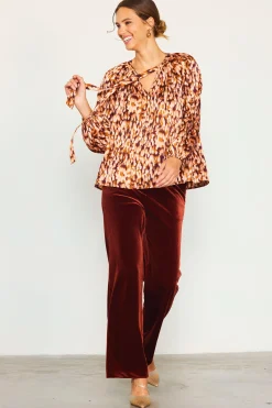 SKIES ARE BLUE Leopard Print Longsleeve Blouse* Blouses|Long Sleeve Tops