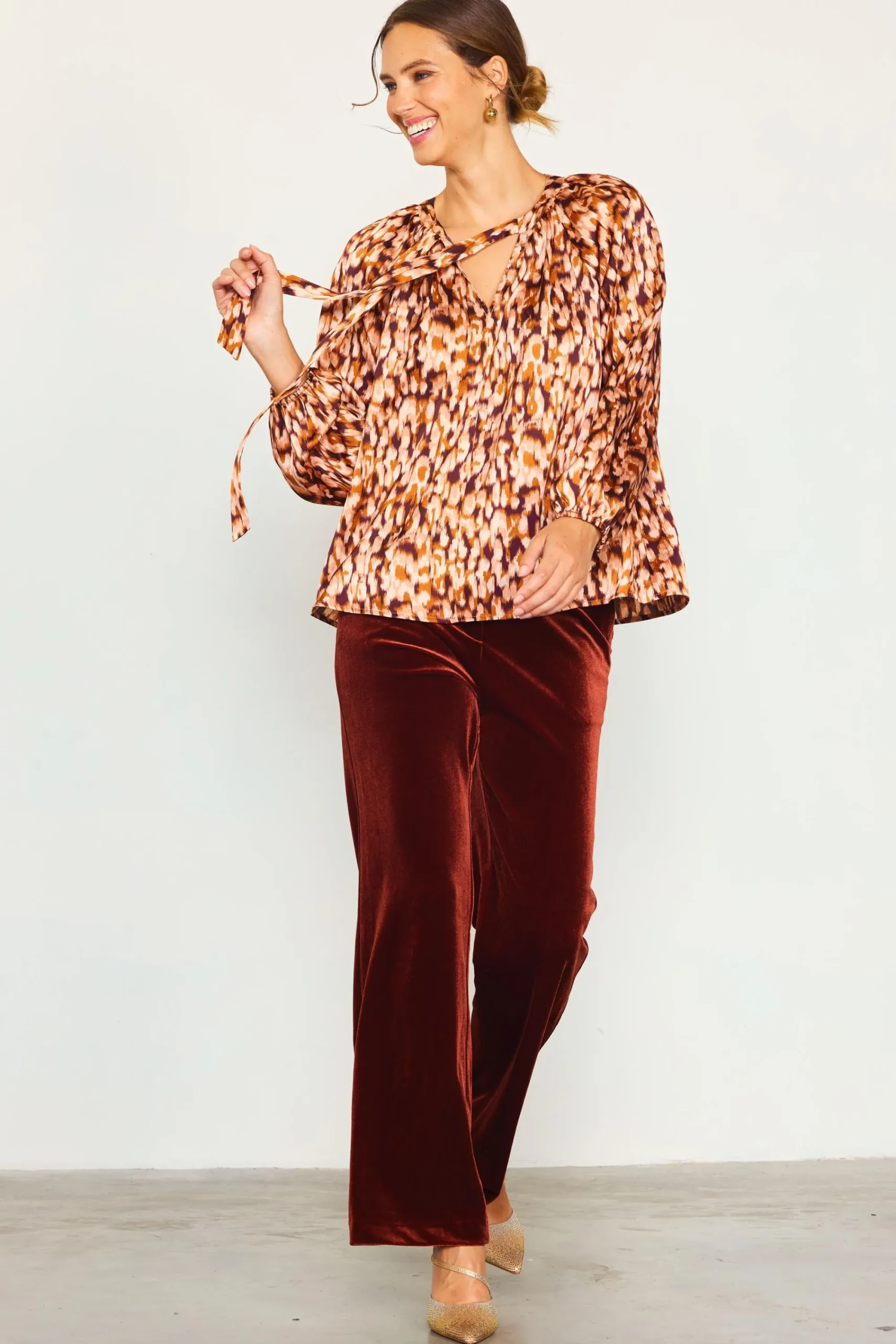 SKIES ARE BLUE Leopard Print Longsleeve Blouse* Blouses|Long Sleeve Tops