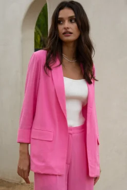 SKIES ARE BLUE Linen Cuffed Sleeve Blazer* Blazers