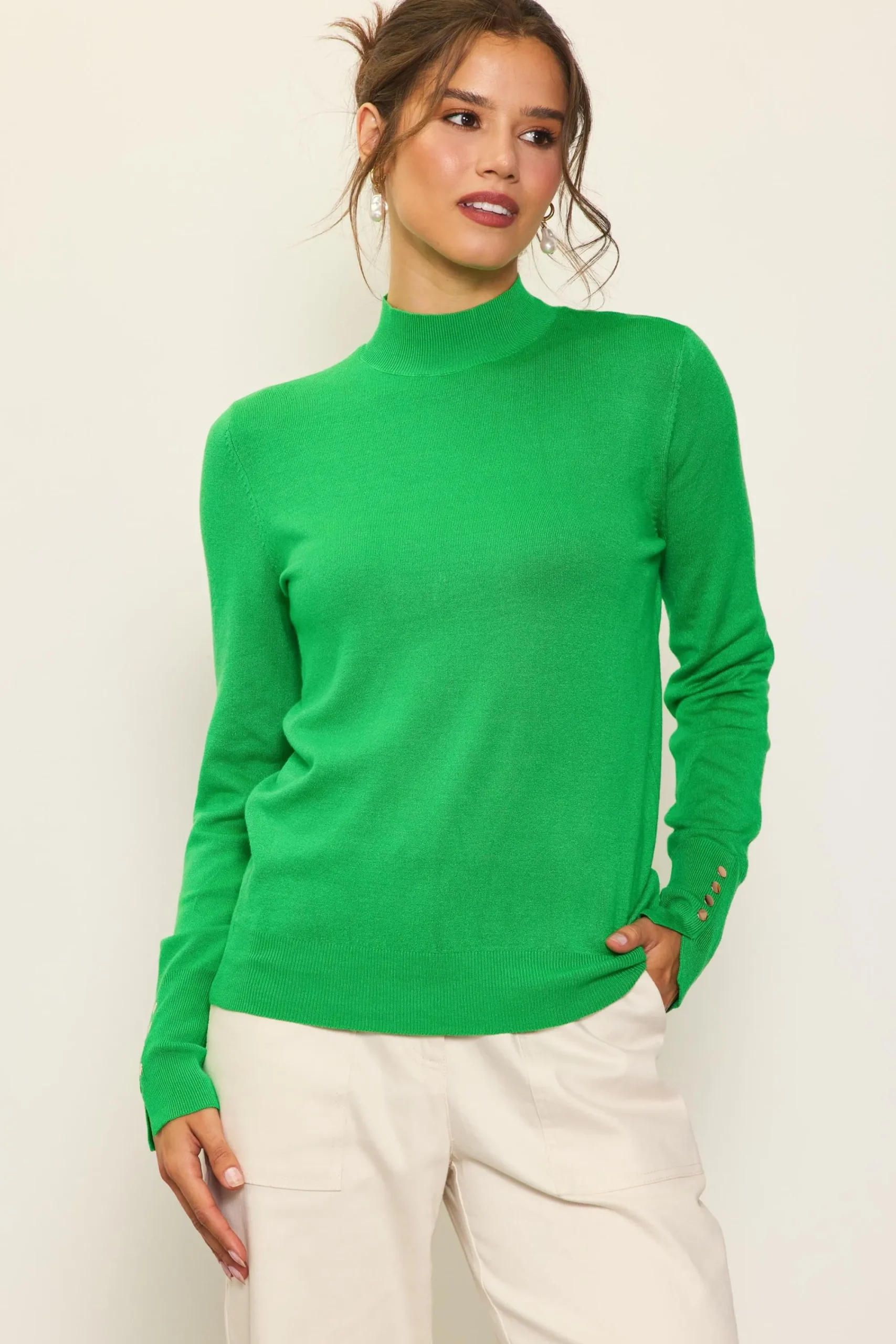 SKIES ARE BLUE Longsleeve Mock Neck Sweater* Long Sleeve Tops|Sweaters