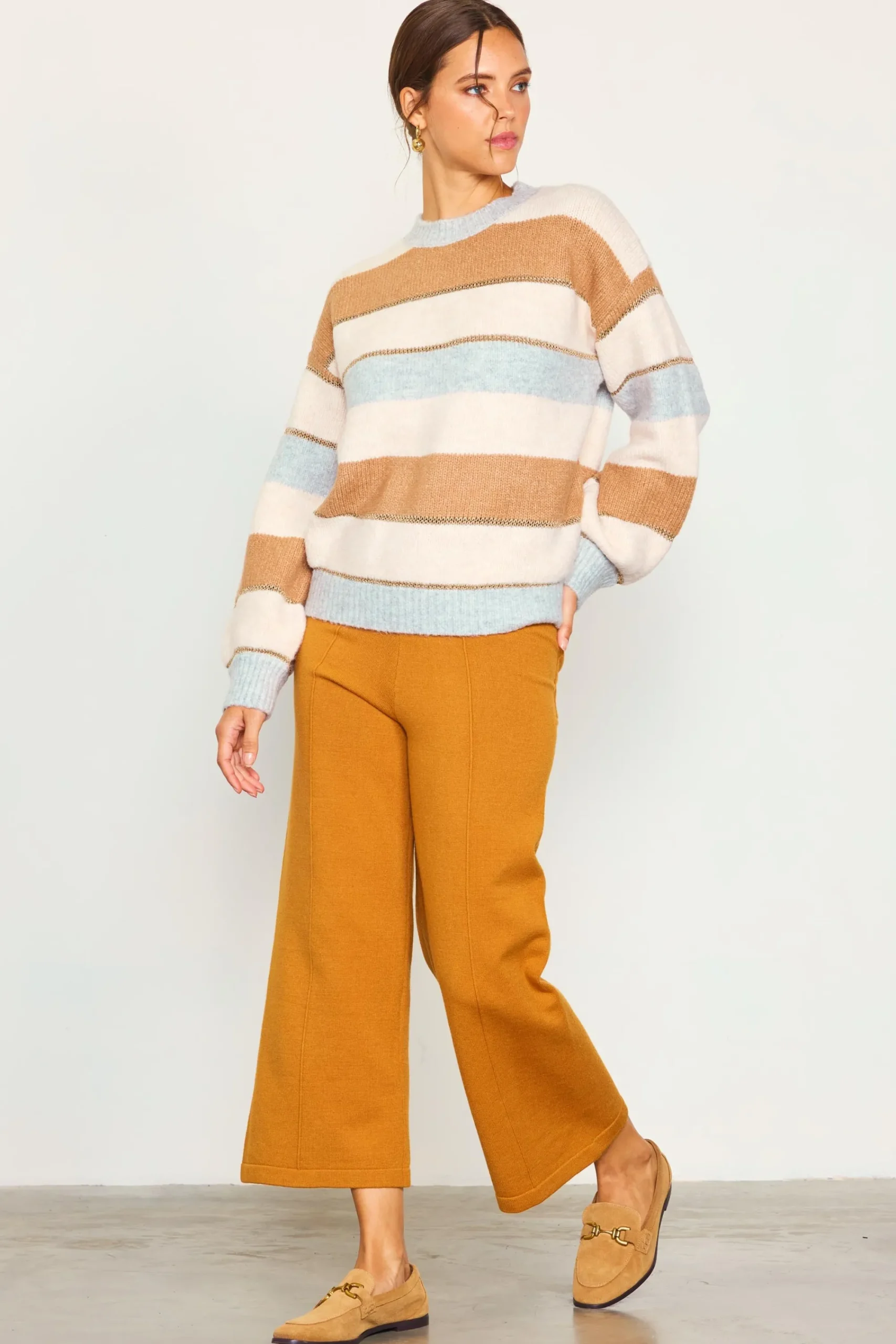 SKIES ARE BLUE Lurex Stripe Oversized Sweater* Sweaters