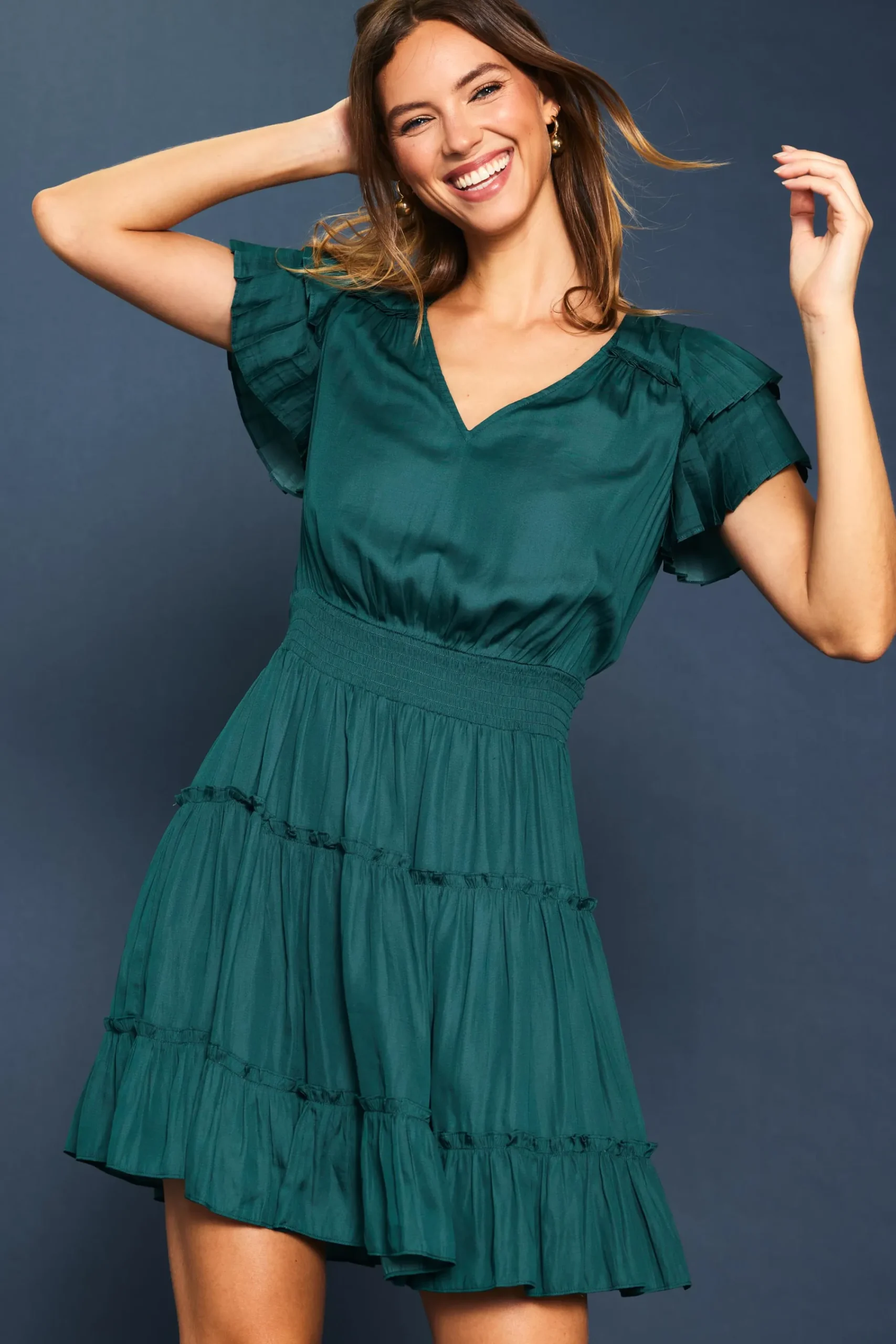 SKIES ARE BLUE Maya Short Sleeve Ruffled Mini Dress* Mini Dresses