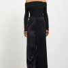 SKIES ARE BLUE Mixed Media Off-Shoulder Jumpsuit* Jumpsuits