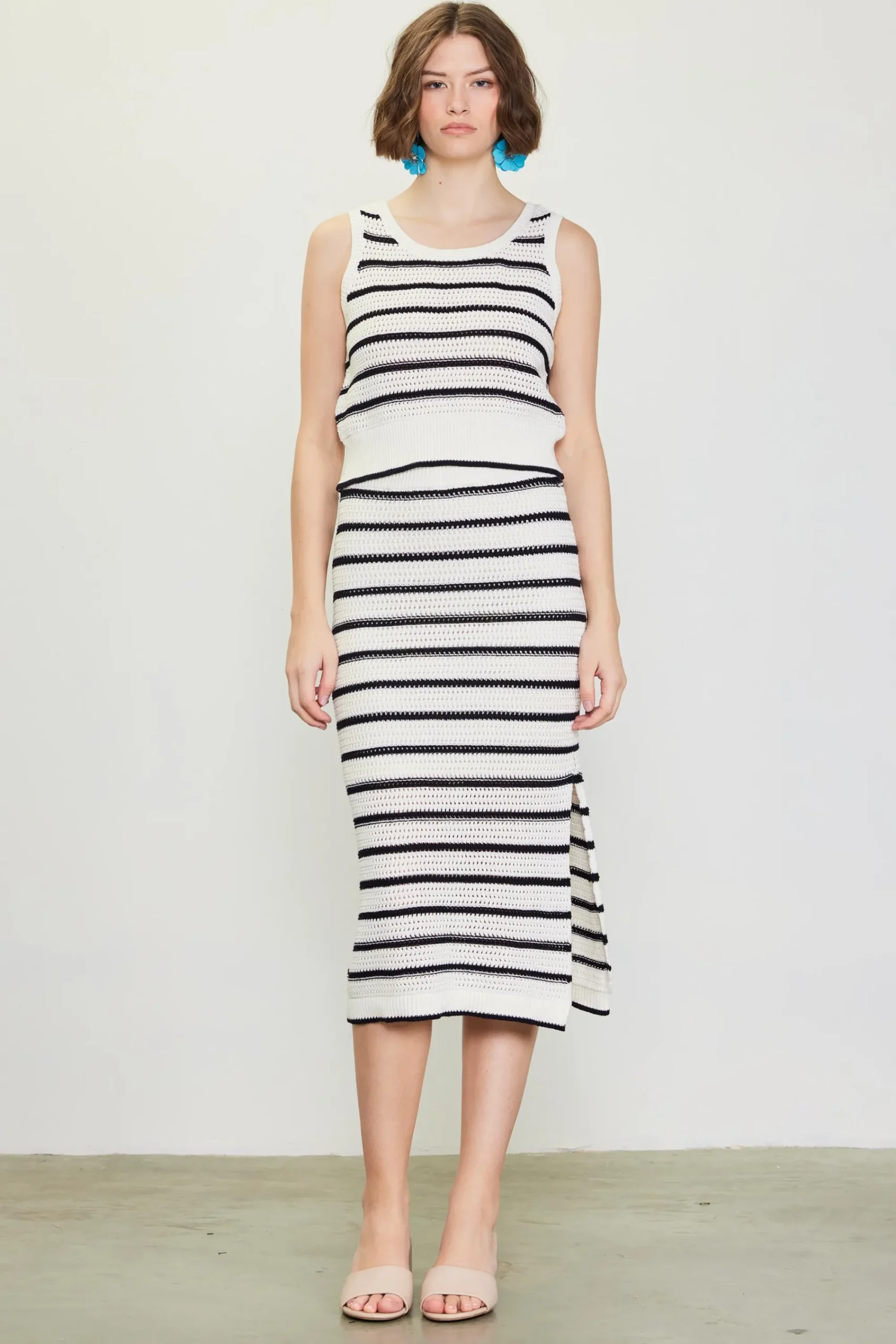SKIES ARE BLUE Nautical Stripe Crochet Skirt* Skirts