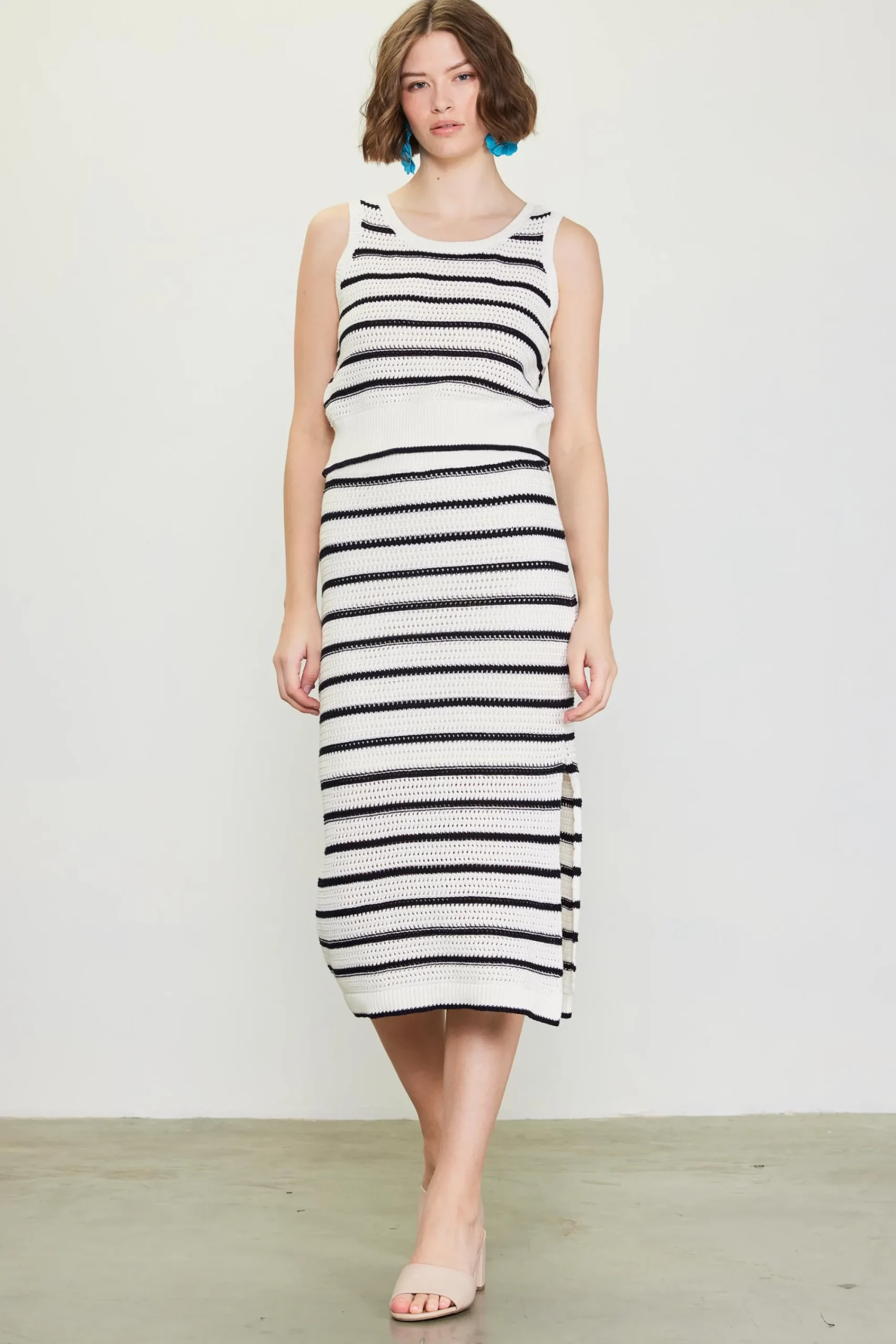 SKIES ARE BLUE Nautical Stripe Crochet Skirt* Skirts