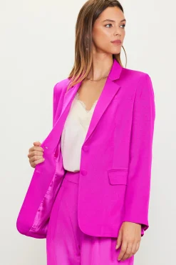 SKIES ARE BLUE Neon Satin Welt Pocket Blazer* Blazers