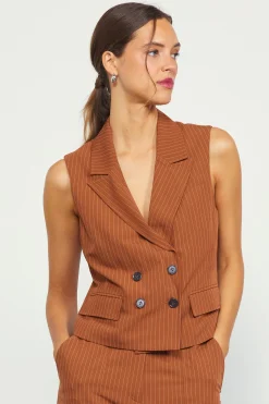 SKIES ARE BLUE Pinstriped Double Breasted Vest* Sleeveless Tops