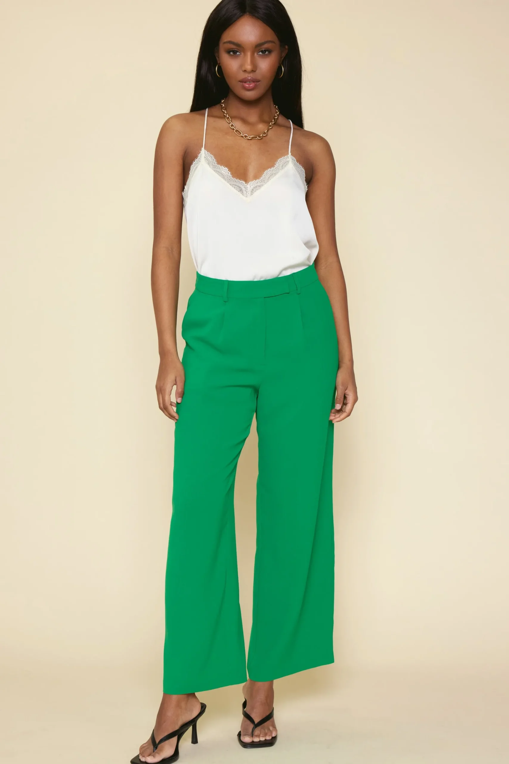 SKIES ARE BLUE Pintuck Wide Leg Trousers* Pants