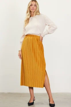 SKIES ARE BLUE Pleated Velvet Midi Skirt* Skirts