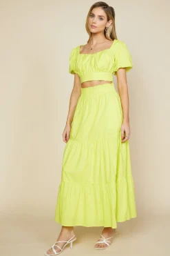 SKIES ARE BLUE Poplin Tiered Maxi Skirt* Skirts