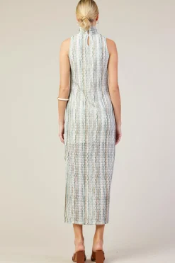 SKIES ARE BLUE Printed Crochet Sleeveless Dress* Midi Dresses