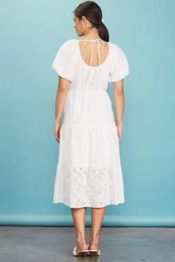 SKIES ARE BLUE Puffed Sleeve Tiered Midi Dress* Midi Dresses