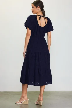 SKIES ARE BLUE Puffed Sleeve Tiered Midi Dress* Midi Dresses