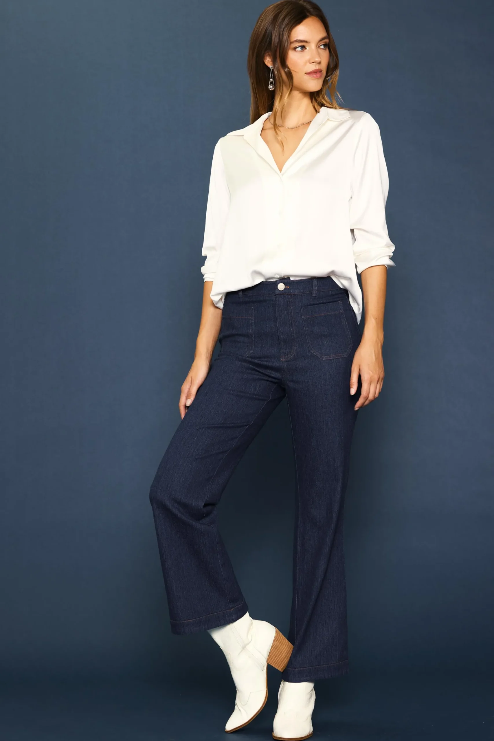 SKIES ARE BLUE Recycled Button Down Top* Blouses